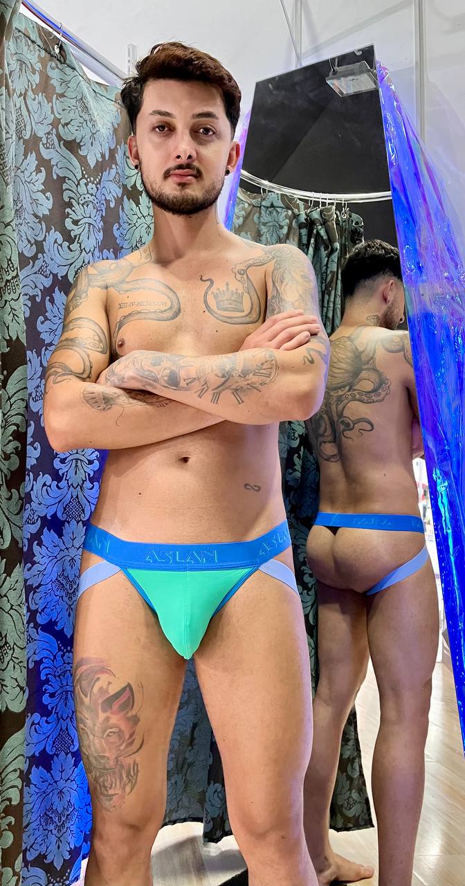 JOCKSTRAP VERDE AGUA AZUL Aslan Shop Lingerie Masculina Cuecas