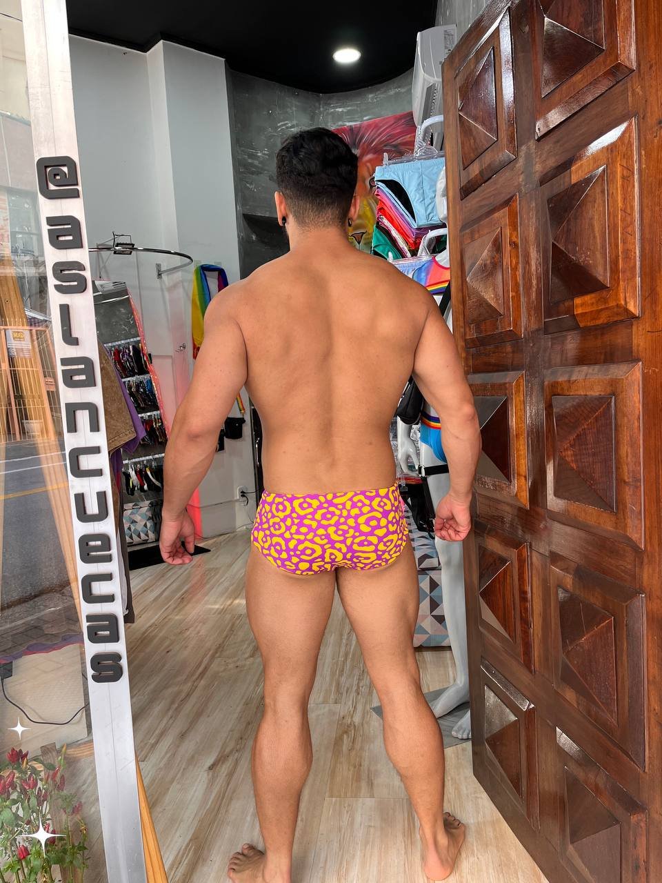 Sunga Dupla Face Amarelo Onça Aslan Shop Lingerie Masculina Cuecas