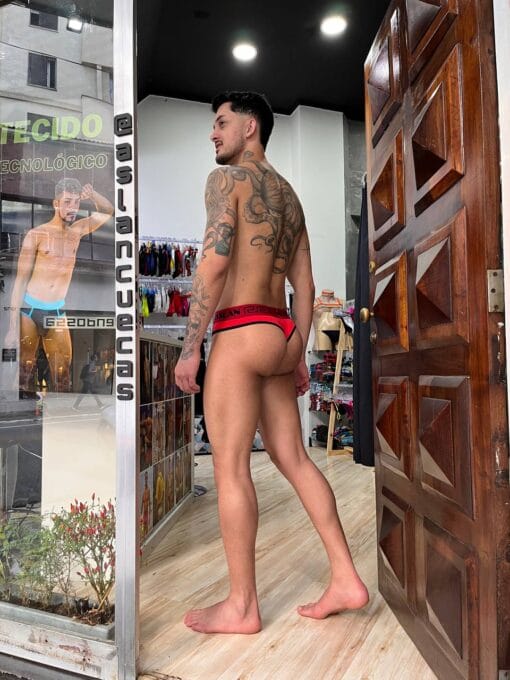 Thong Vermelho line Preto - KC - Imagem 4