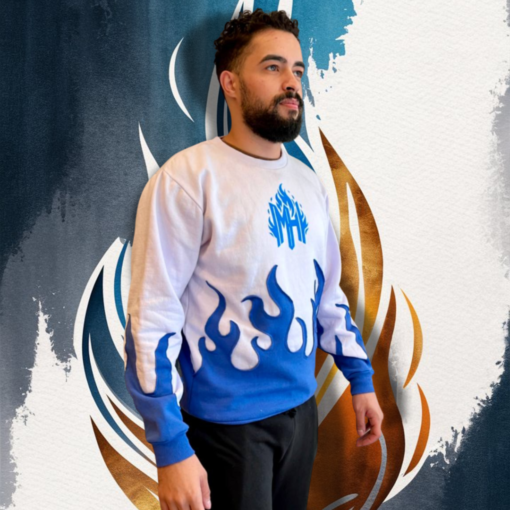 Moletom Meenting Hot Branco e Azul - tamanho P - Imagem 2