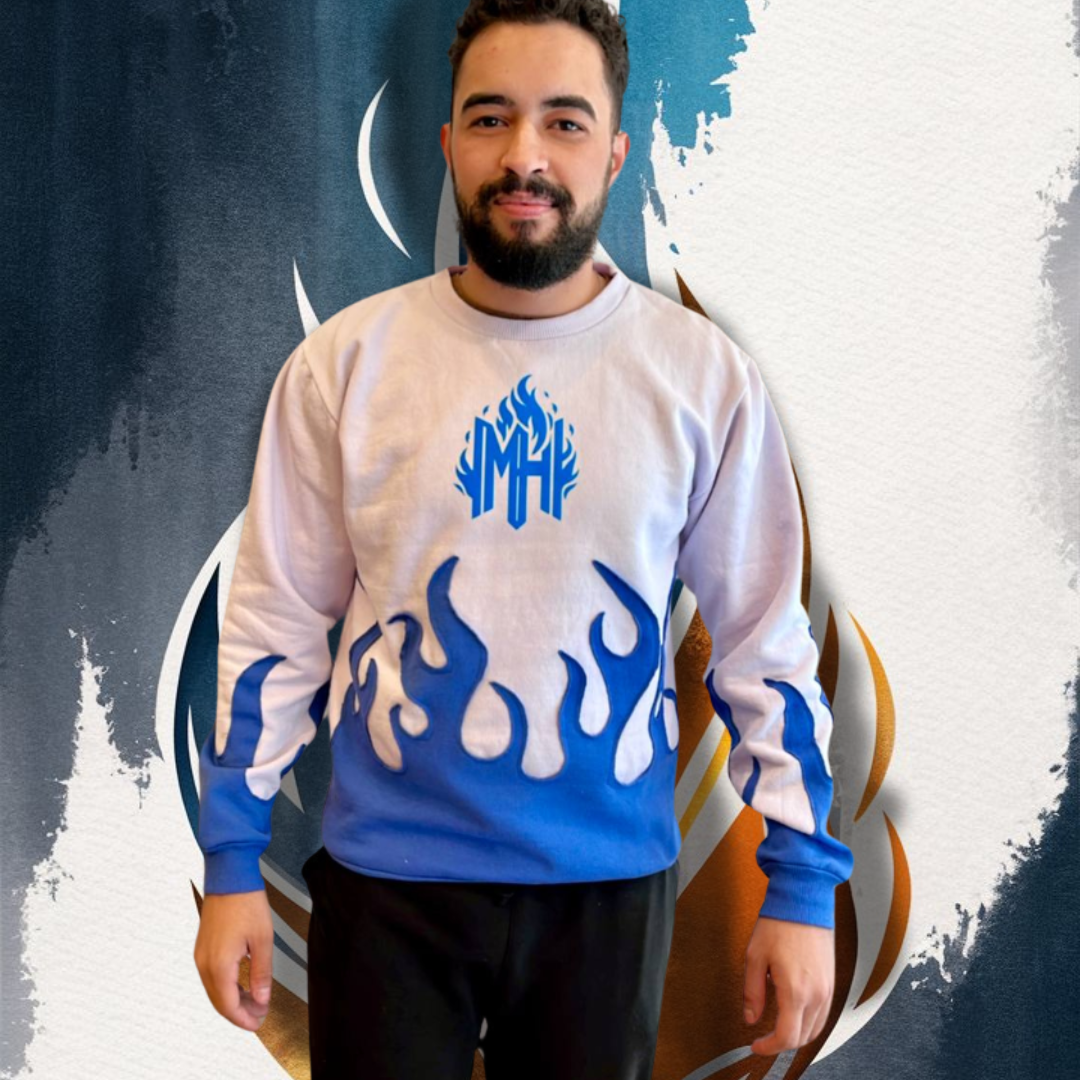 Moletom Meenting Hot Branco e Azul – tamanho P