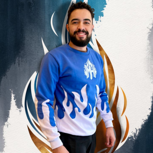 Moletom Meenting Hot Azul e Branco -tamanho P