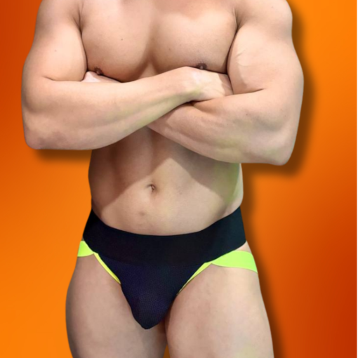 Jockstrap Sport Preta Aslan Verde Neon - Imagem 3