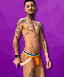 Jockstrap Laranja line Azul
