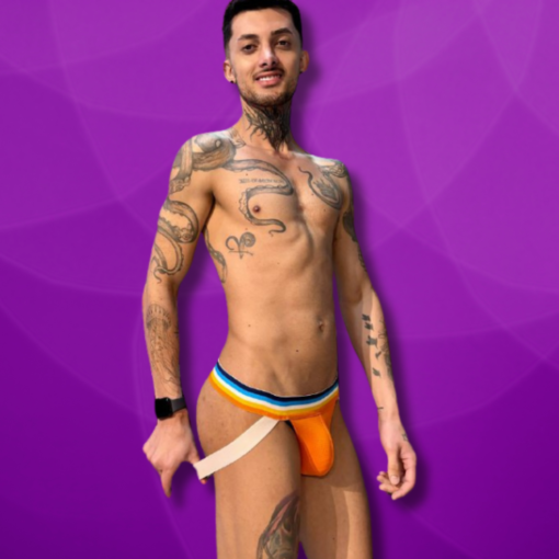 Jockstrap Laranja line Azul