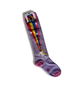 Meia Roxo Claro Unicornio Cano Longo