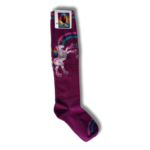 Meia Rose Unicornio de Patins Cano Longo