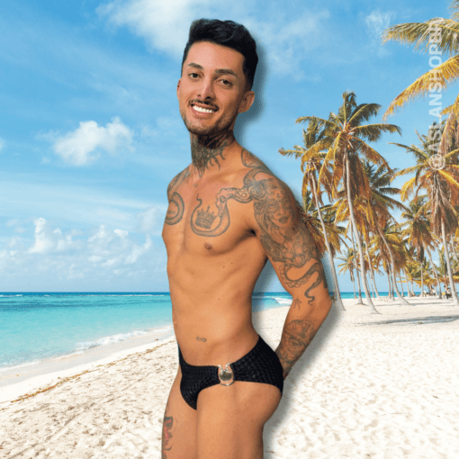 Sunga Preta Slim Texturizada Concha do Mar