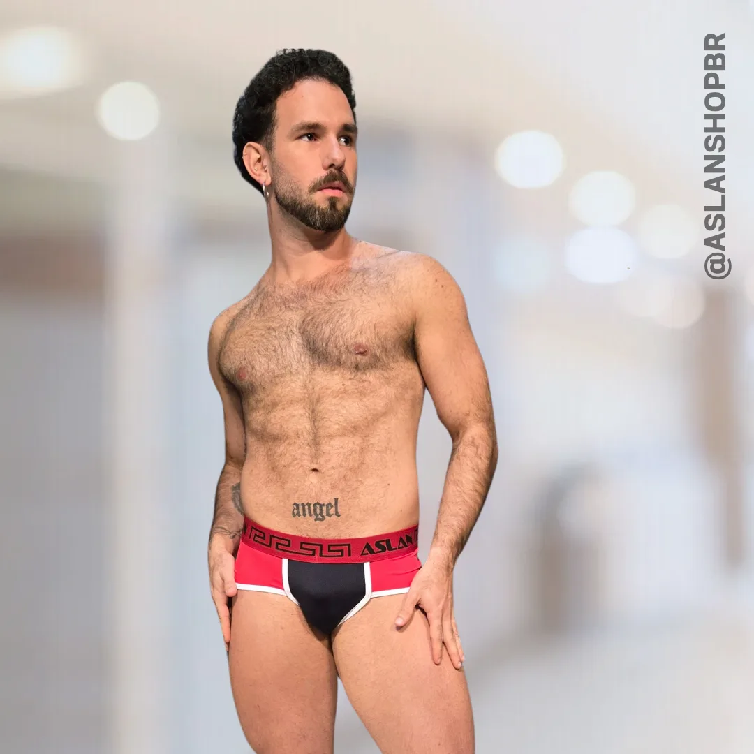 Cueca Vermelha Preto e line  Branco Slip Eros