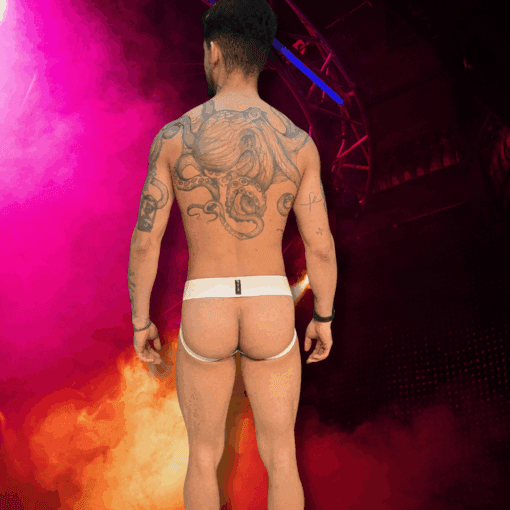 Jockstrap Preta Elastico Branco Largo - Imagem 2