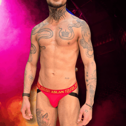 Jockstrap Vermelha Fire elastico Preto - Imagem 4