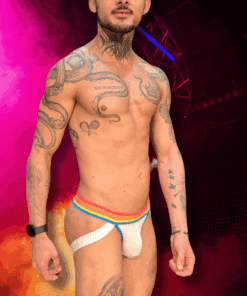 Jockstrap Branca Tropical line Azul