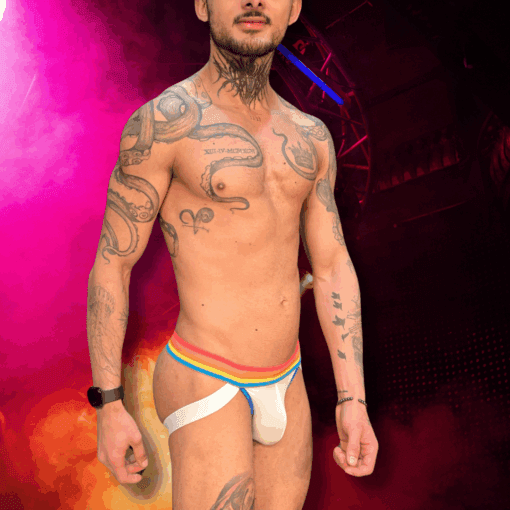 Jockstrap Branca Tropical line Azul