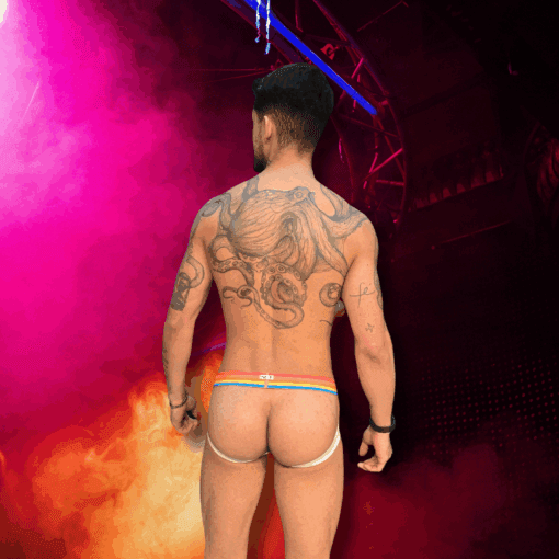 Jockstrap Branca Tropical line Azul - Imagem 3