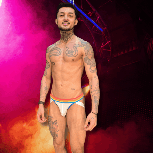 Jockstrap Branca Tropical line Azul - Imagem 2