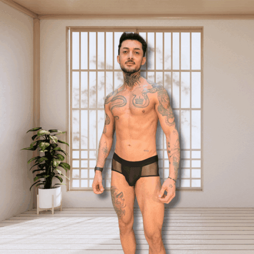 Cueca Transparente Preta Aslan