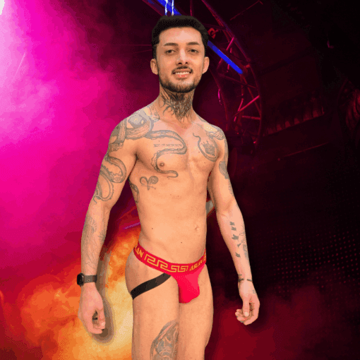Jockstrap Vermelha Fire elastico Preto