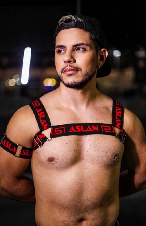 Harness Preto em Elástico Fire Vermelho