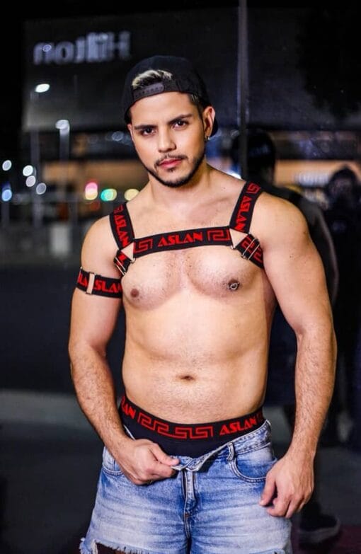 Harness Preto em Elástico Fire Vermelho - Imagem 3