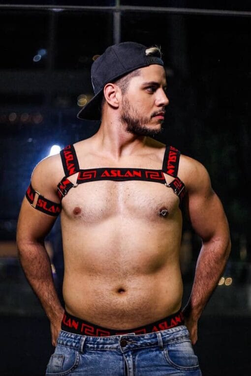 Harness Preto em Elástico Fire Vermelho - Imagem 5