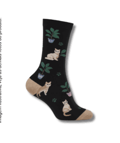 Meia Preta Gato Plantas