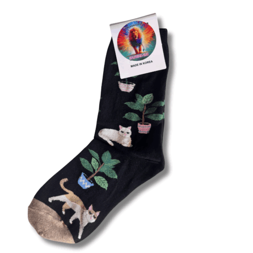 Meia Preta Gato Plantas - Imagem 3