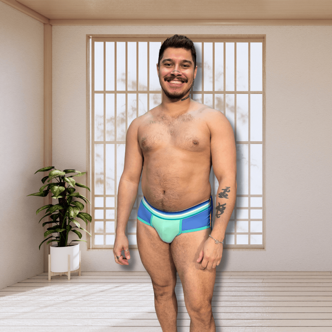 Cueca Azul line verde