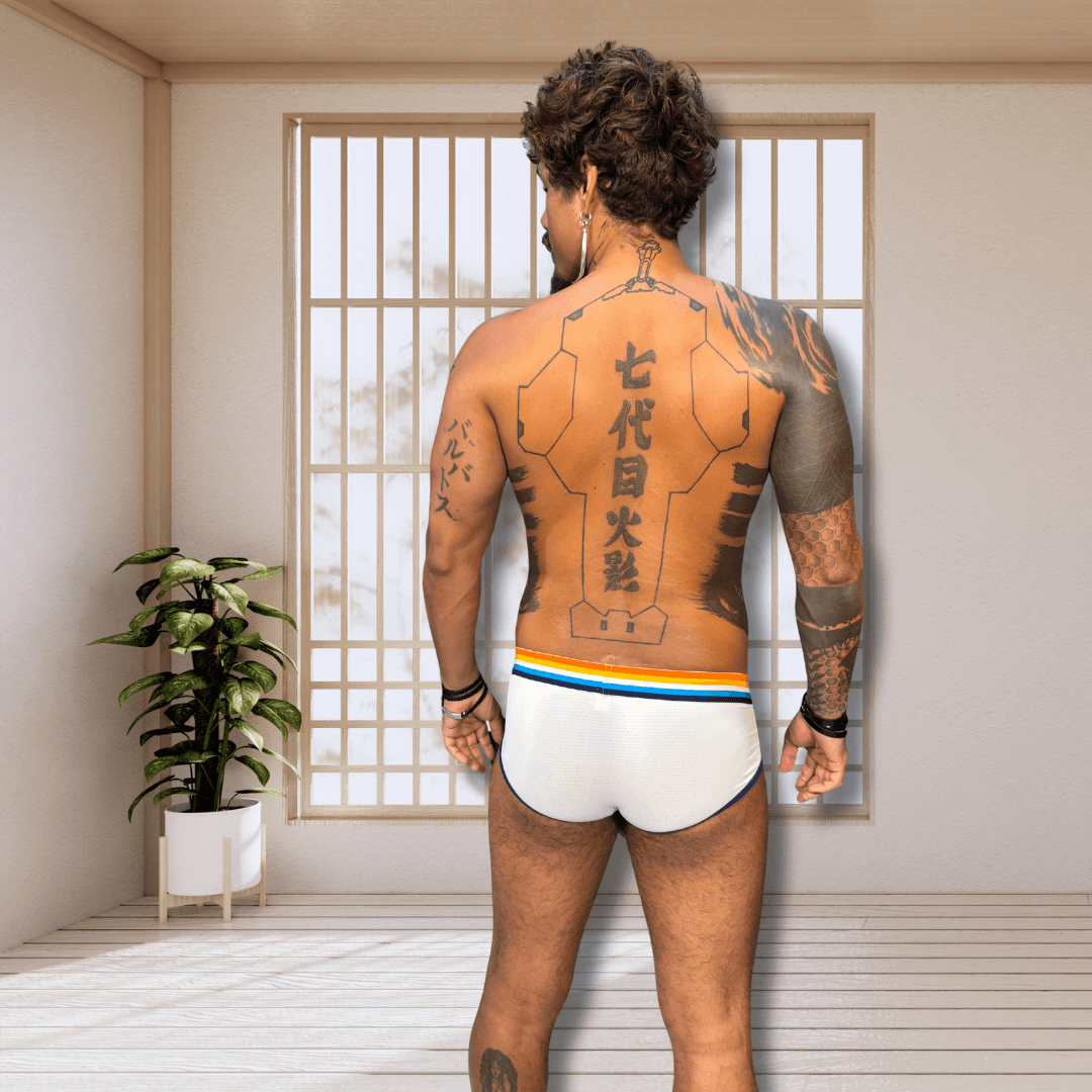 Cueca Branca Dryfit line Azul Aroace - Imagem 2