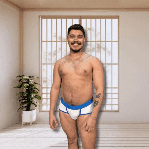 Cueca Branca Dryfit line Azul II