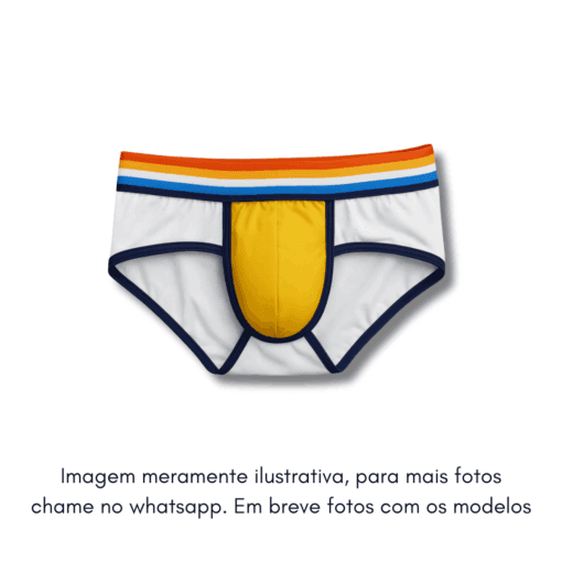 Cueca Branca Dryfit line Azul Aroace