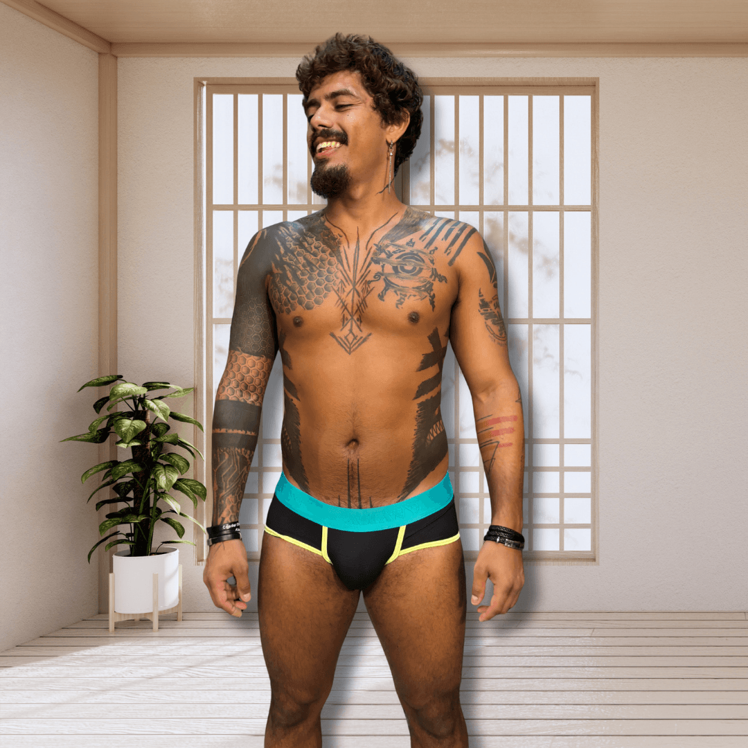 Cueca Preta Dryfit line Verde 3D