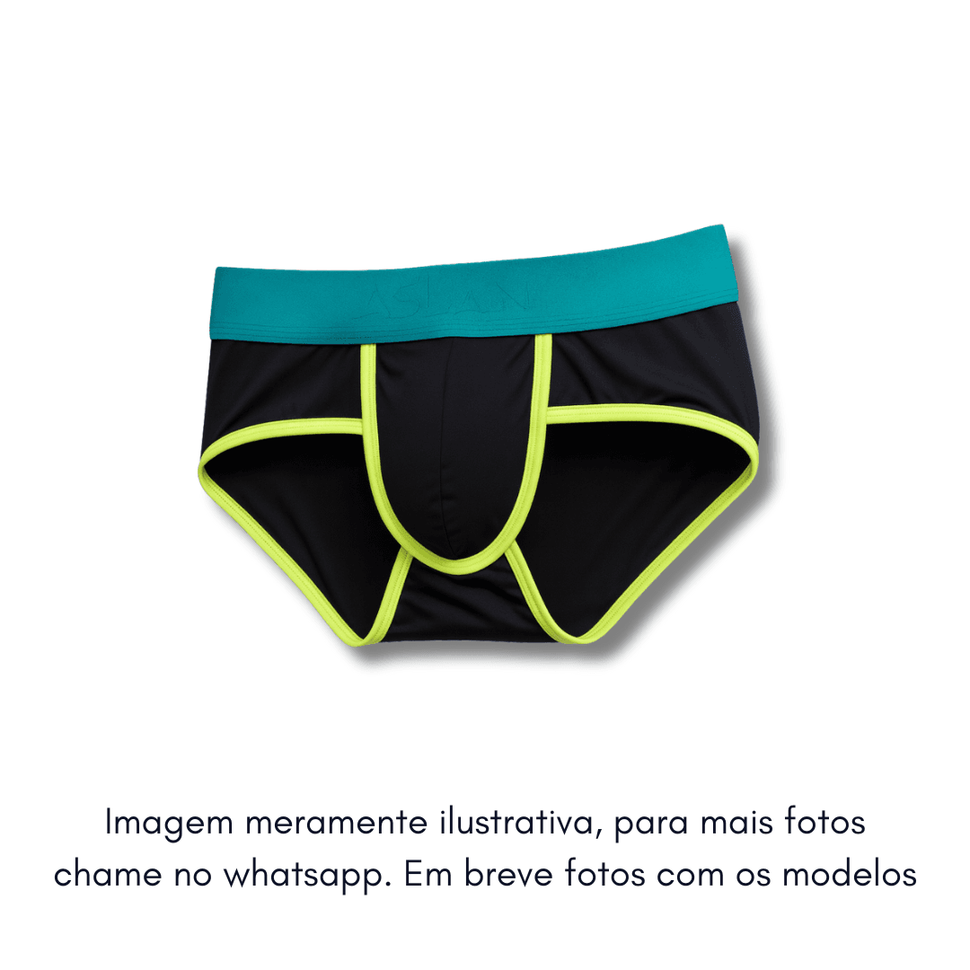 Cueca Preta Dryfit line Verde 3D