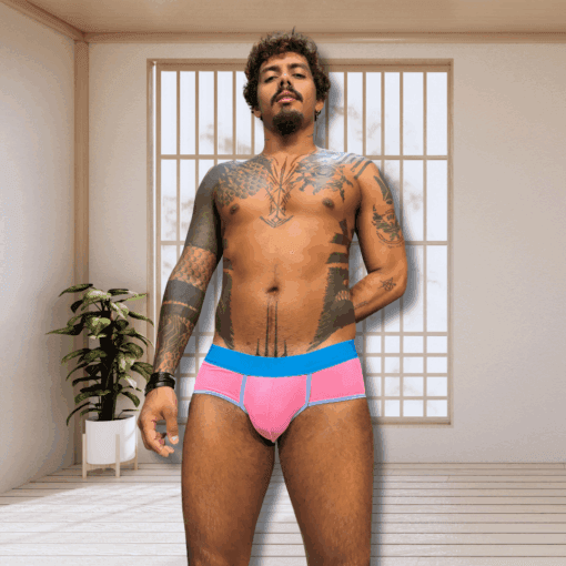 Cueca Rosa Dryfit line Azul