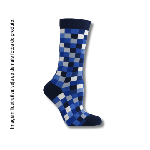 Meia Quadriculada Azul