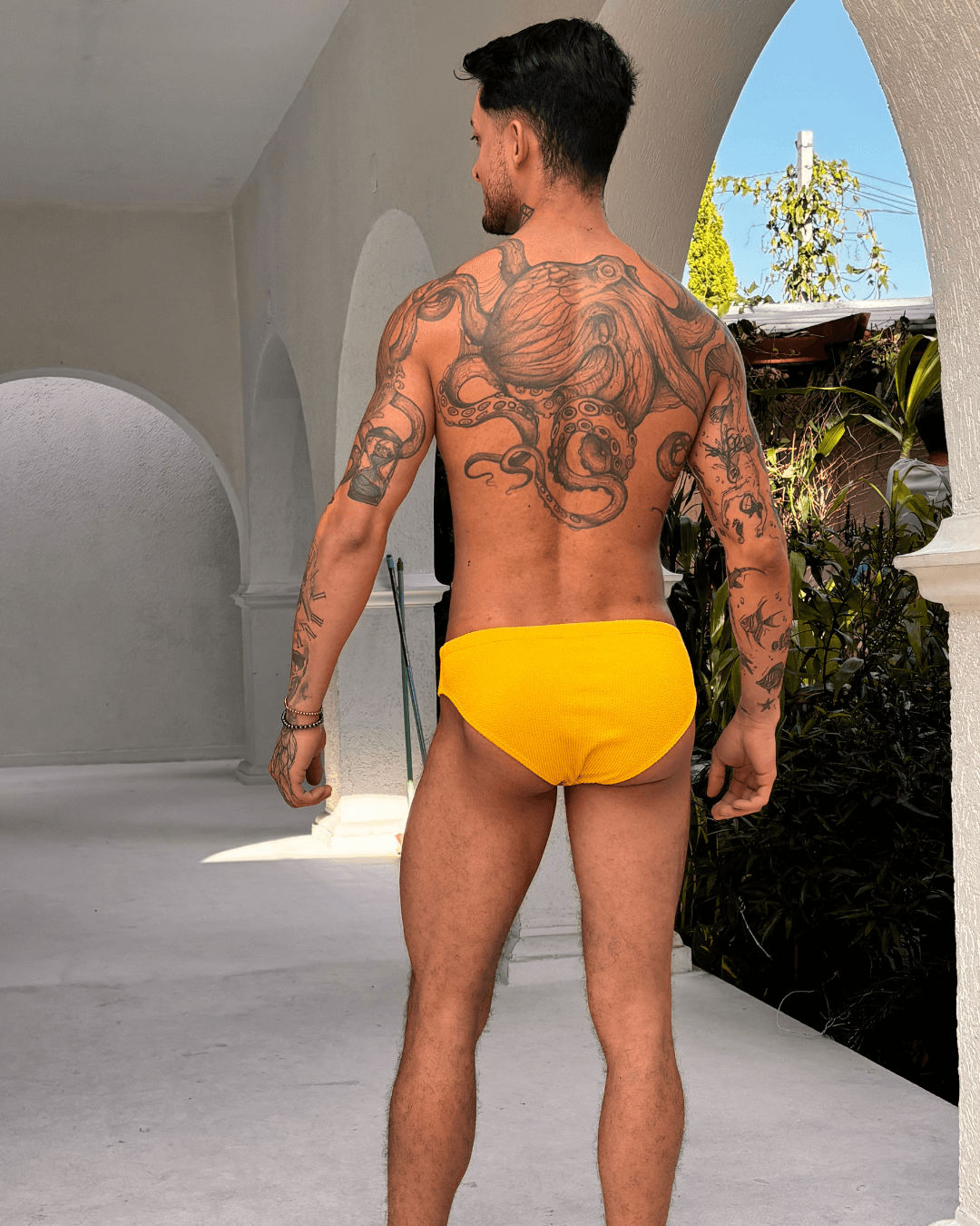 Sunga Amarela Texturizada Slim - Imagem 3