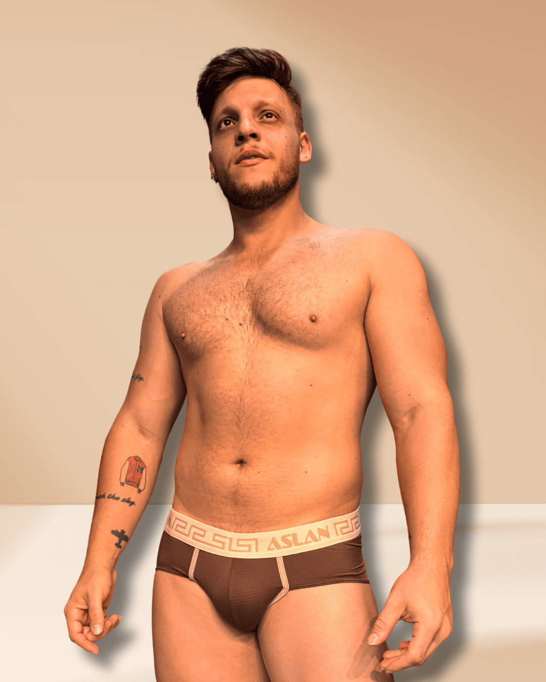 Cueca Marron Dryfit line Areia