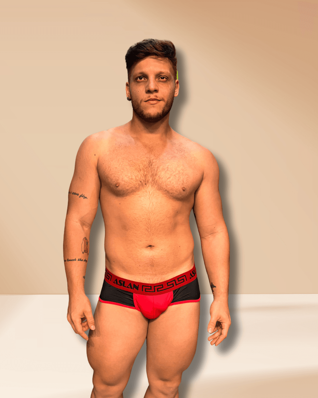 Cueca Preta Dryfit Slip Vermelho