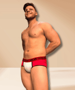 Cueca Vermelha Slip Branco Aslan