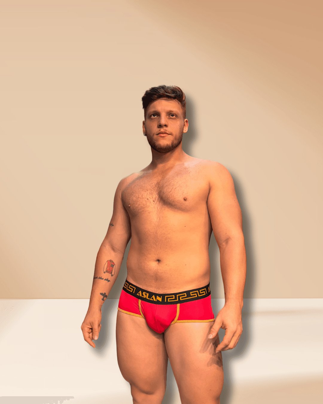 Cueca Vermelha Dryfit line Ouro
