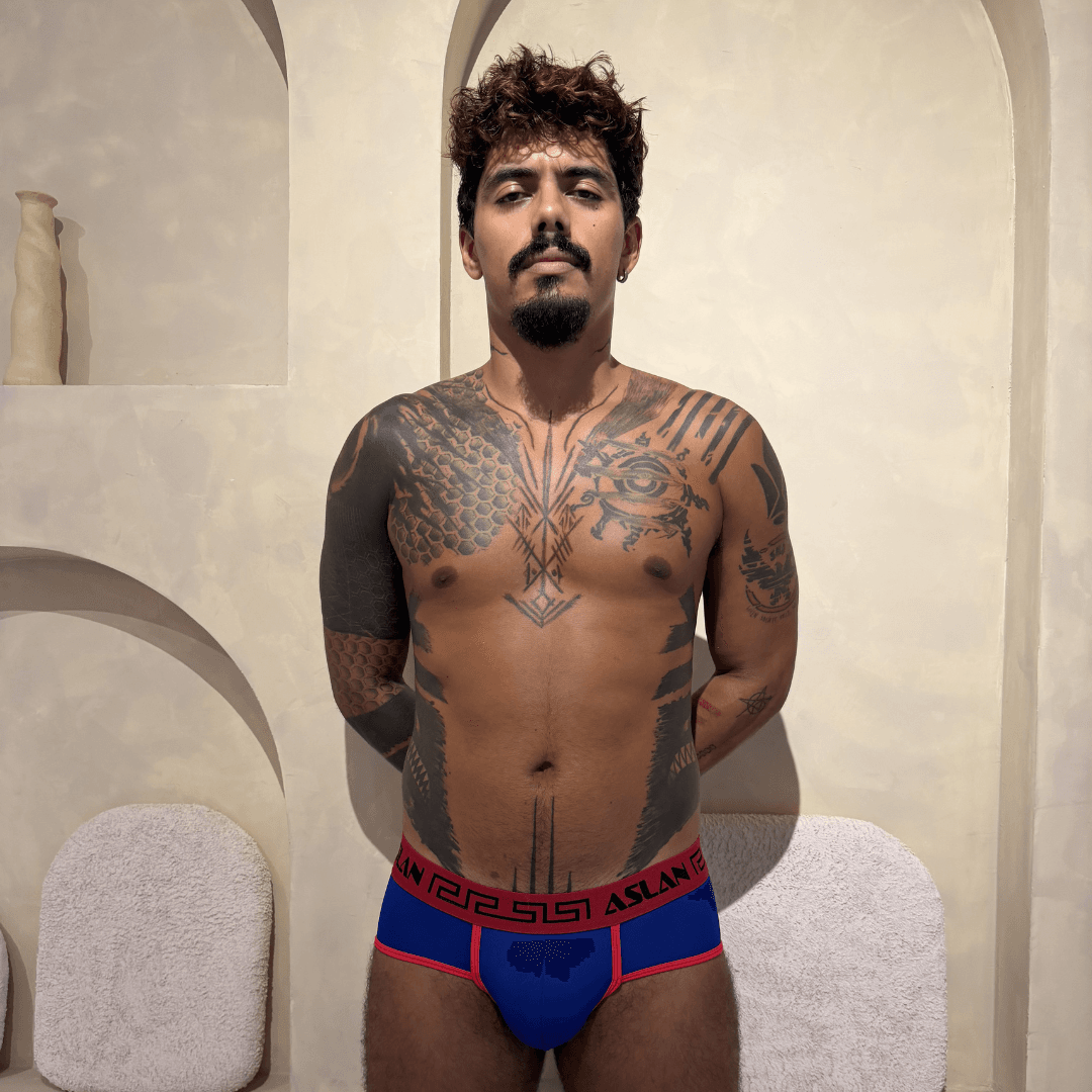 Cueca Azul Bic line Red - Imagem 4