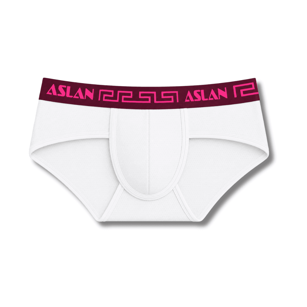 Cueca Branca Dryfit line Bordo Rosa