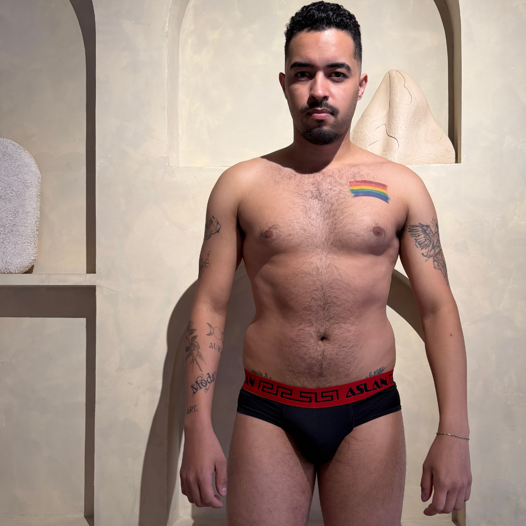 Cueca Preta Dryfit line Vermelho Arabesco