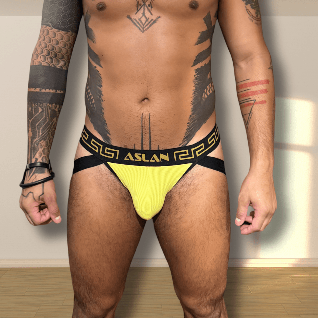 Jockstrap Verde Texturizada line Dourado