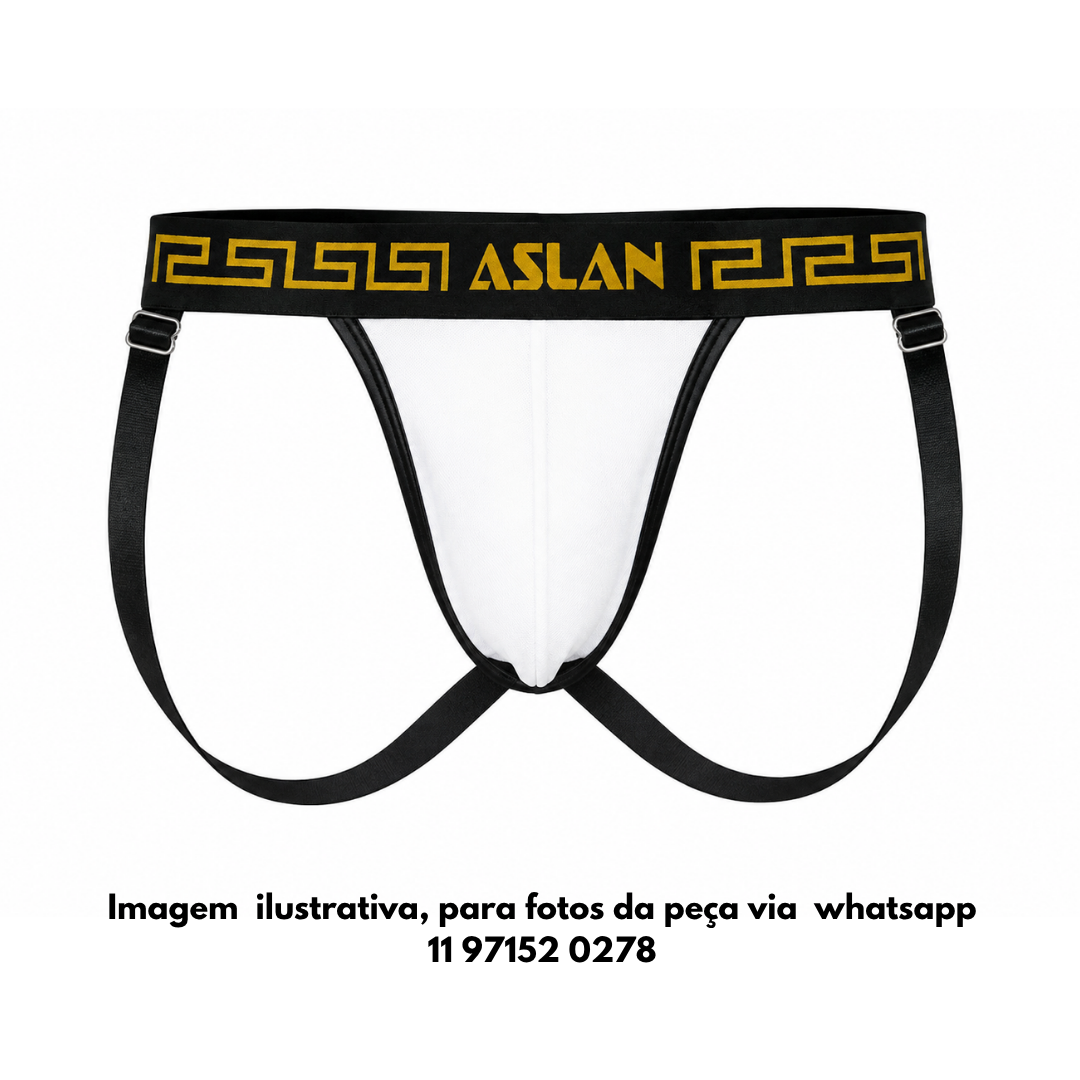 Jockstrap Branca e Preta Ajustável