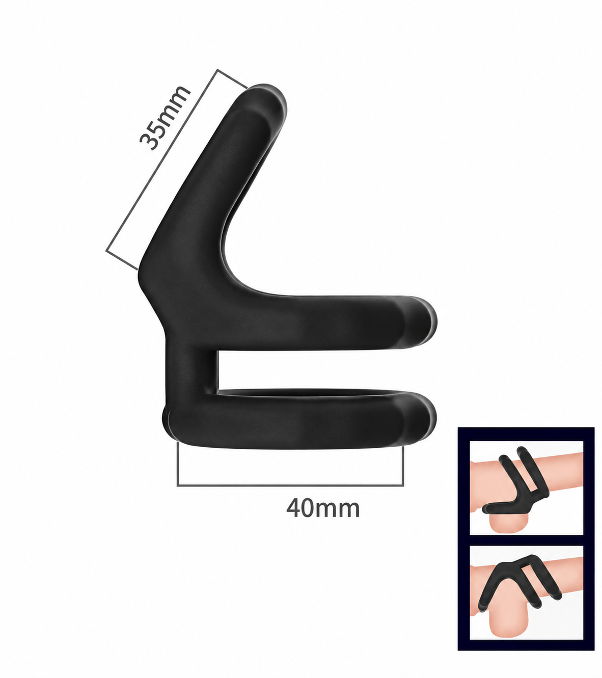 Anel Peniano Duplo com Estimulador – Preto