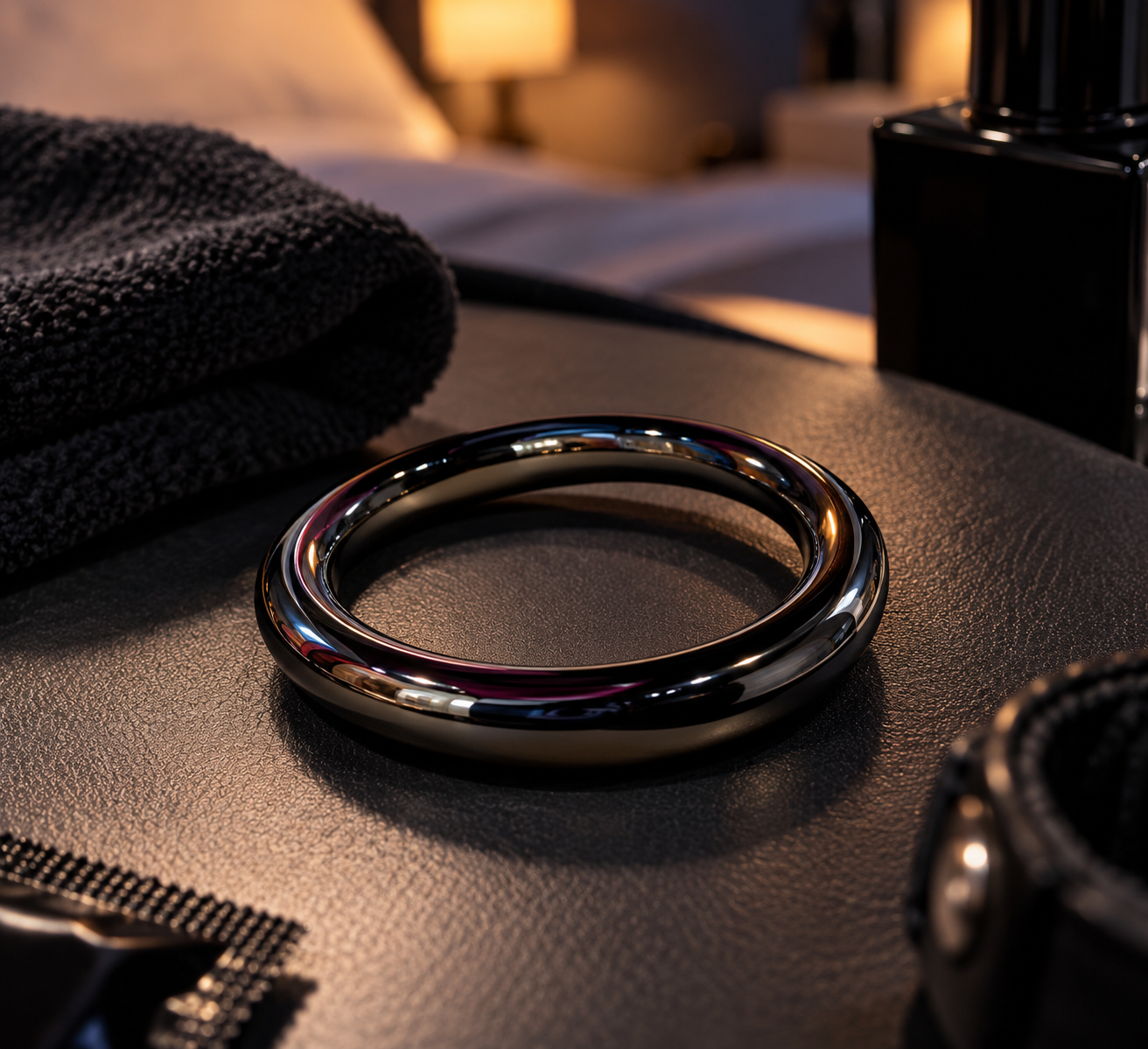 Anel Peniano Masculino de Metal Preto – Cock Ring Anatômico 50 mm - Imagem 2