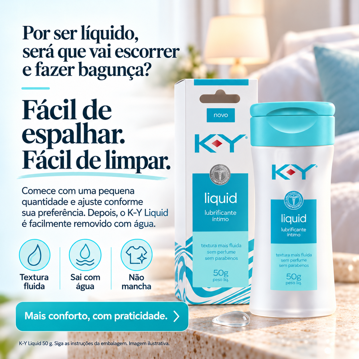 Lubrificante K-Y Liquid 50 g Sem Perfume à Base de Água - Imagem 5
