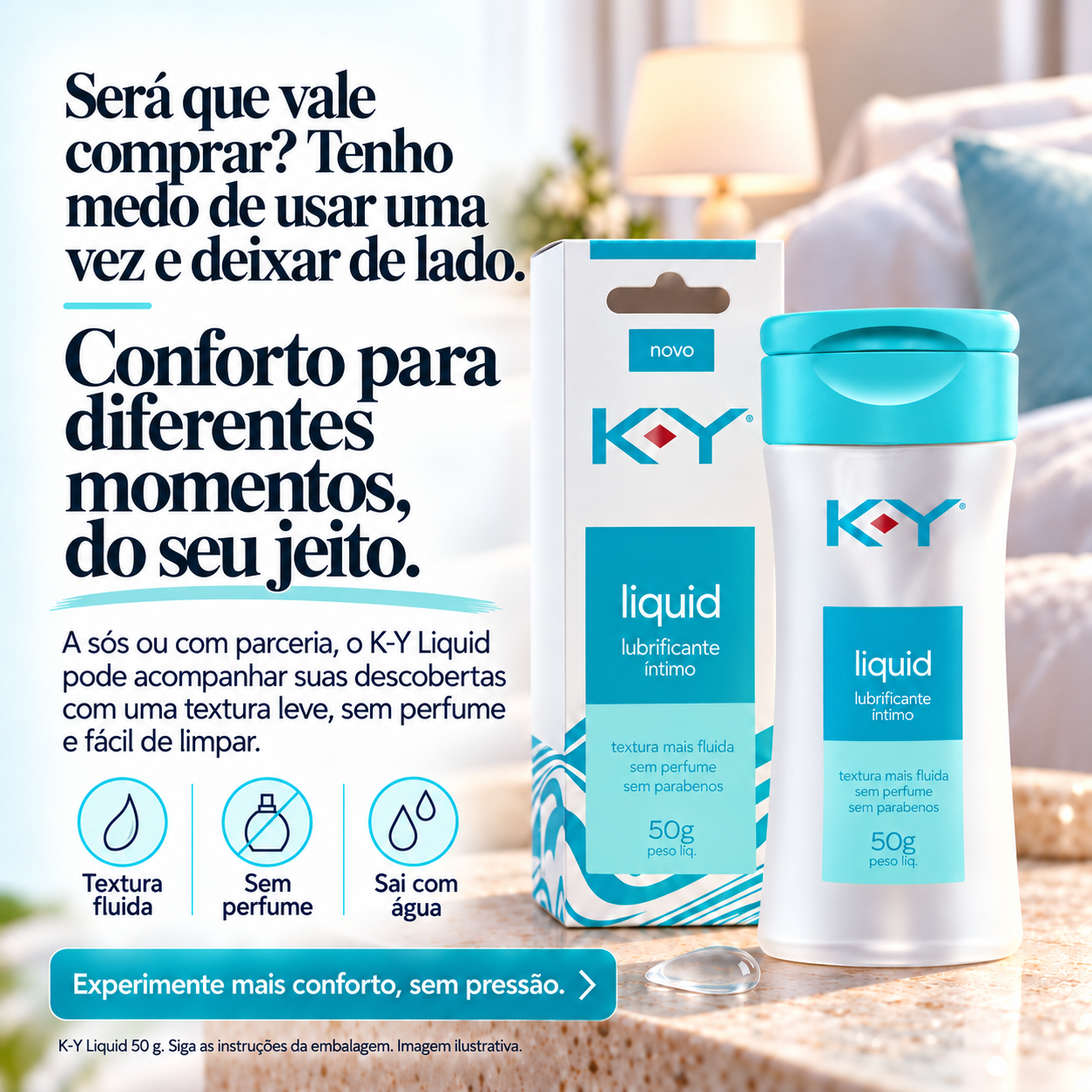 Lubrificante K-Y Liquid 50 g Sem Perfume à Base de Água - Imagem 2