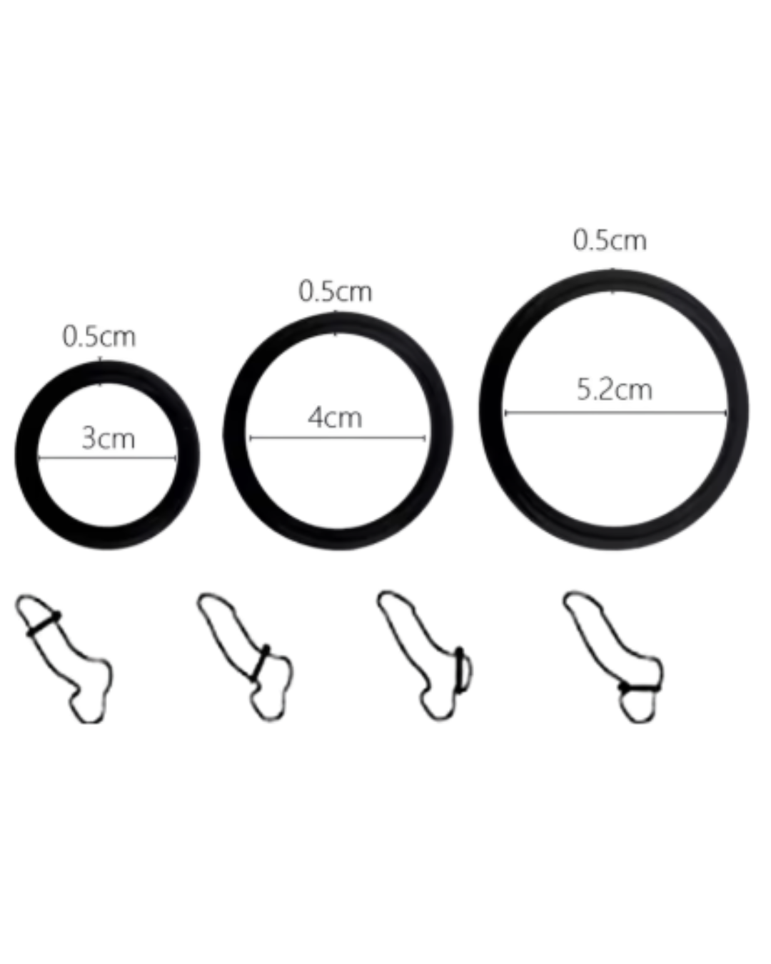 Kit Anel Peniano Lion Black – Silicone, 3 Tamanhos e Efeito Retardante - Imagem 2