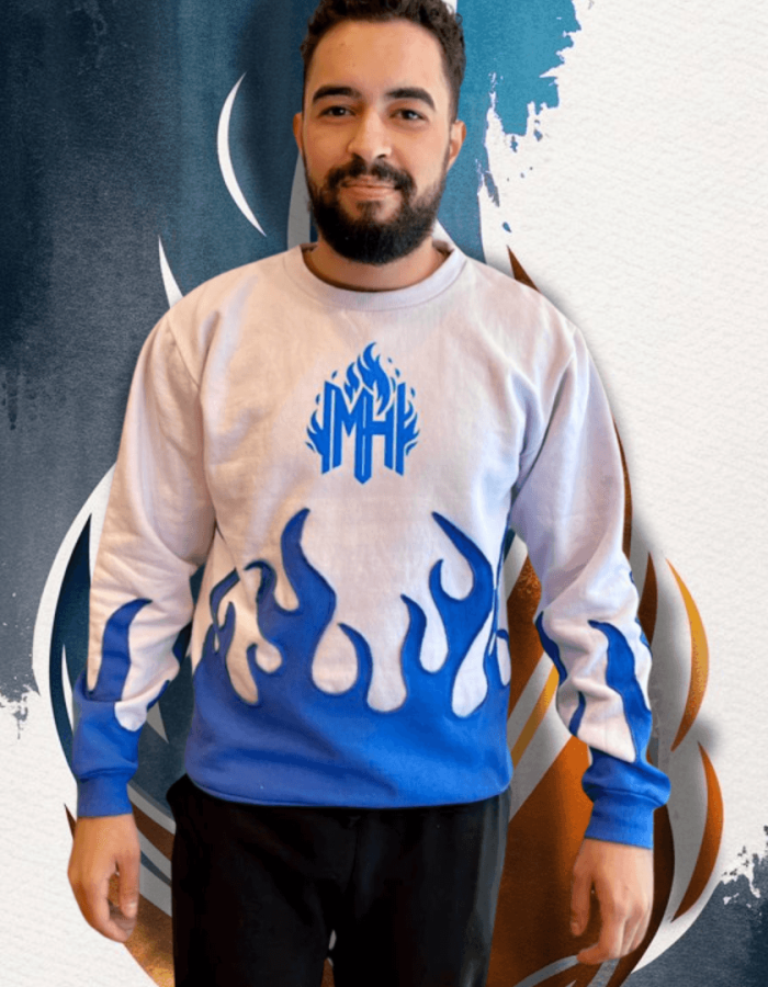 Moletom Meenting Hot Branco e Azul – tamanho P
